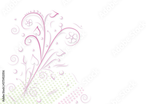 Decorative bouquet with white background. Isolated. Pink floral illustration ornamental with place for your text. Vector and jpg.