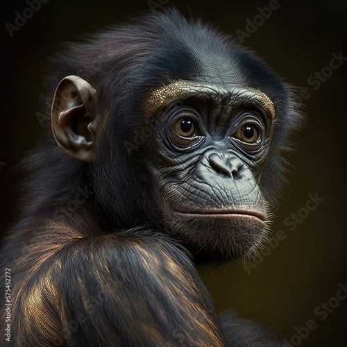 Bonobo. The bonobo is commonly considered to be more gracile than the common chimpanzee. © Man888