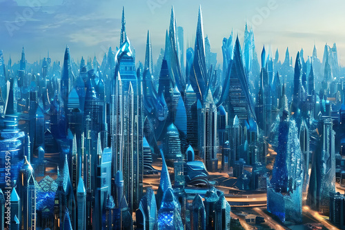 The Majestic Blue Crystal City: A Spectacular Vision of the Future with Generative AI