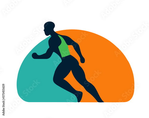 Flat vector illustration of a logo depicting an athlete