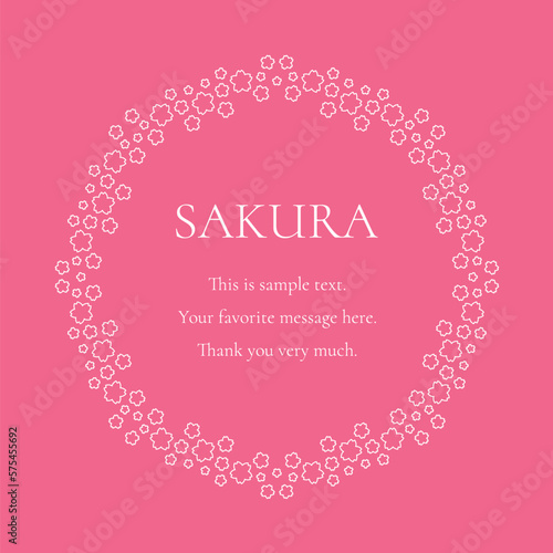 素材_フレーム_桜をモチーフにした春の飾り枠。シンプルで高級感のある囲みのデザイン © hirose