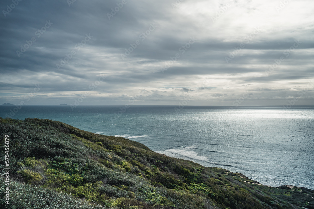 Standing on cliff overlooking looking the ocean on a cloudy day - Pacific Ocean - San Diego Cliffs