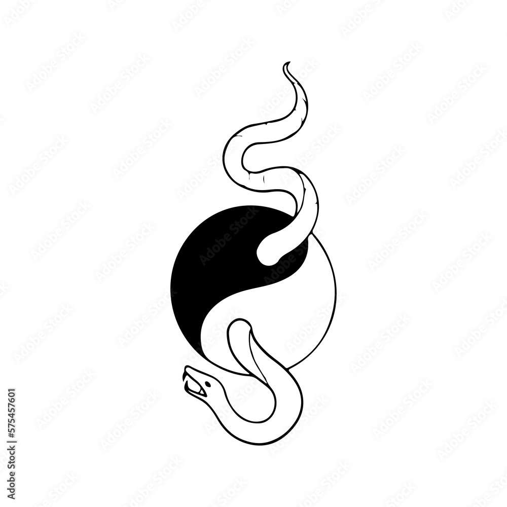vector illustration of snake with yin yang concept Stock Vector | Adobe