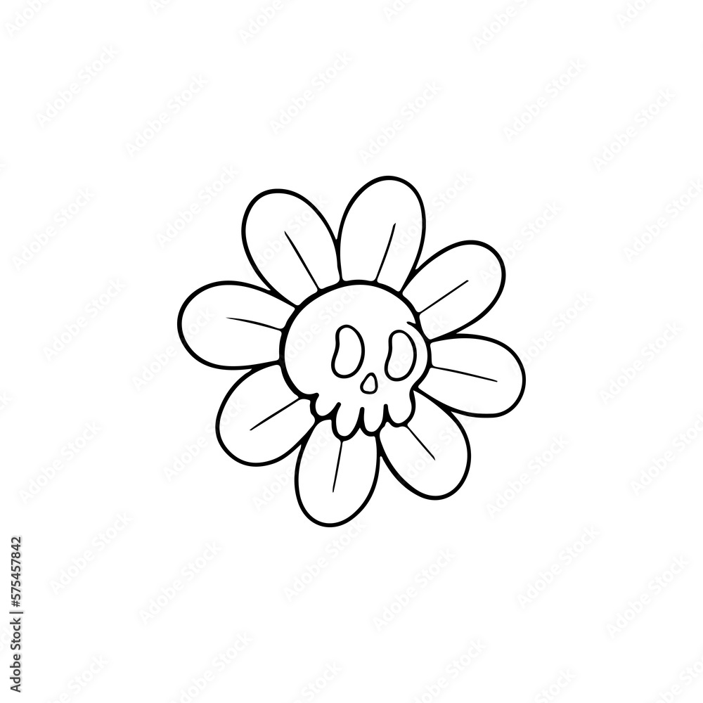 vector illustration of a flower with a skull vector illustration of a flower with a skull