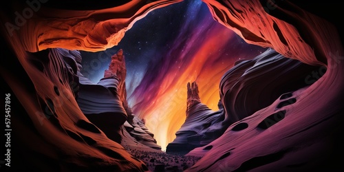 landscape canyon fantasy sunset, beautiful sky, generative ai, generative, ai