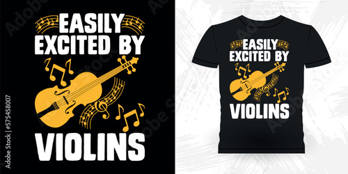 Violins Lover Funny Musician Music Bass Retro Vintage Musician T-shirt Design