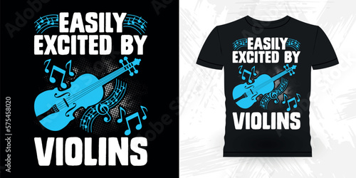 Violins Lover Funny Musician Music Bass Retro Vintage Musician T-shirt Design
