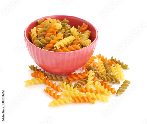 Colorful fusilli pasta in p...