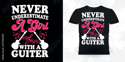 Guitar Lover Funny Musician Music Bass Retro Vintage Musician T-shirt Design