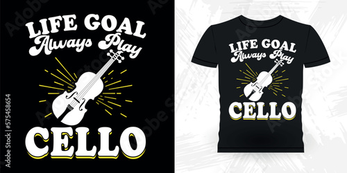 Cello Lover Funny Musician Music Bass Retro Vintage Musician T-shirt Design