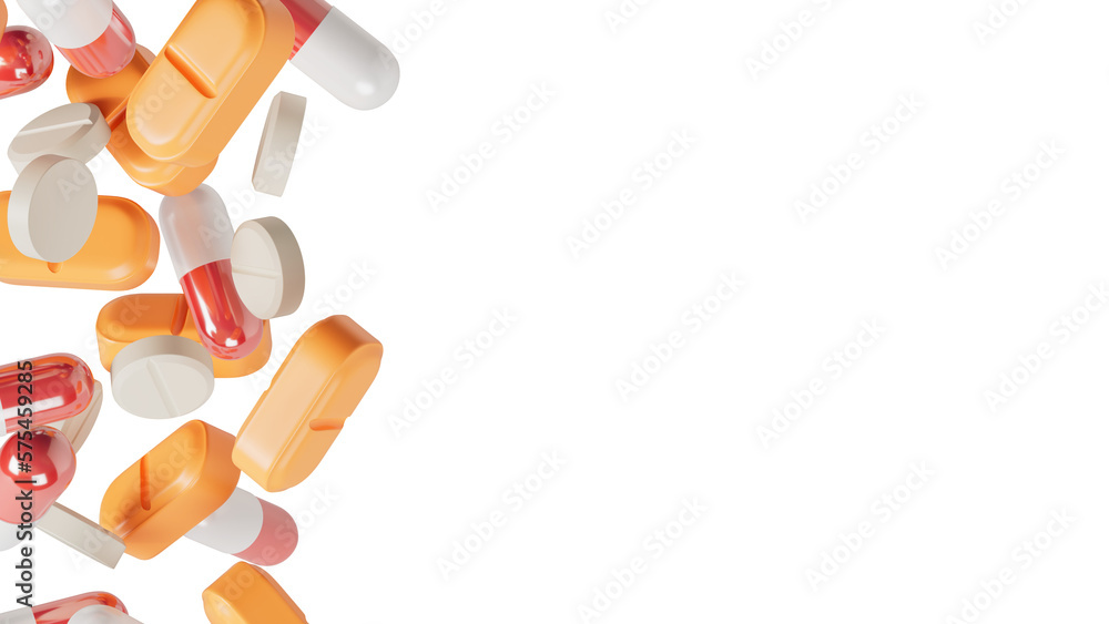 3d illustration, addiction, antibiotic, background, capsule, cure, drug, health, healthy, isolated, medical, medicament, medication, medicine, pain, painkiller, pharmaceutical, pharmacology, pharmacy, - obrazy, fototapety, plakaty 
