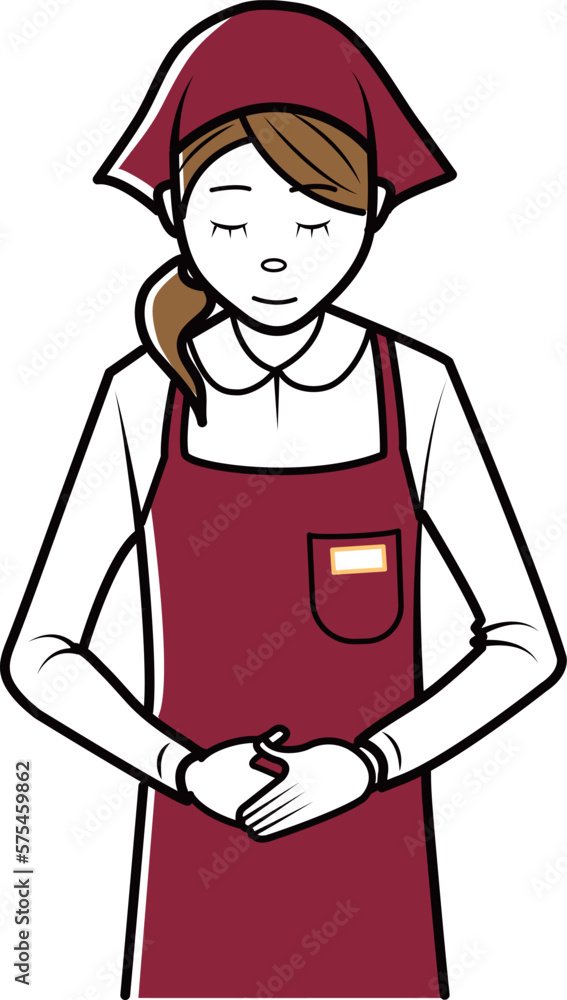 お辞儀する店員さん お辞儀する店員さん