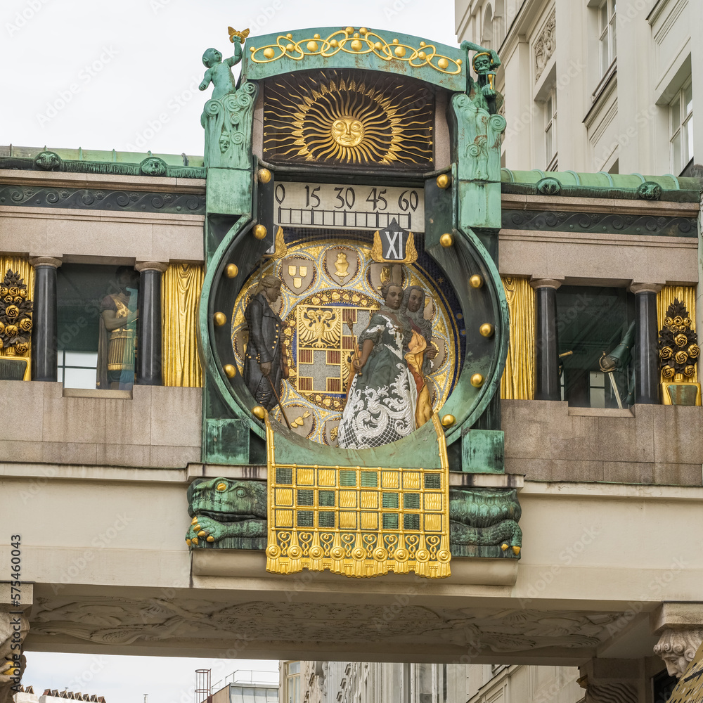 Famous historic Anker clock in Vienna, Austria Stock Photo | Adobe Stock