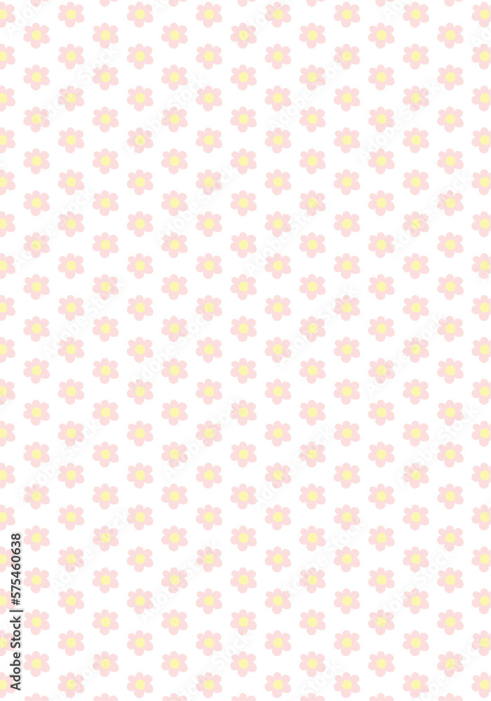 Cute floral patterns of small flowers, pastel colors, vertical, illustration