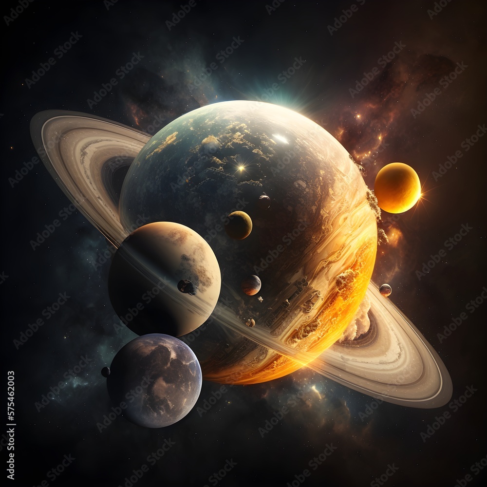 Planets In Space. Generative AI Illustration Planets In Space. Generative AI Illustration