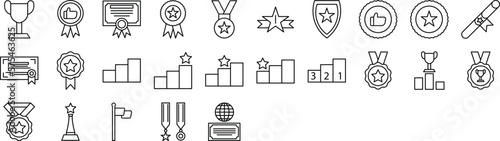 Reward and medal icons set