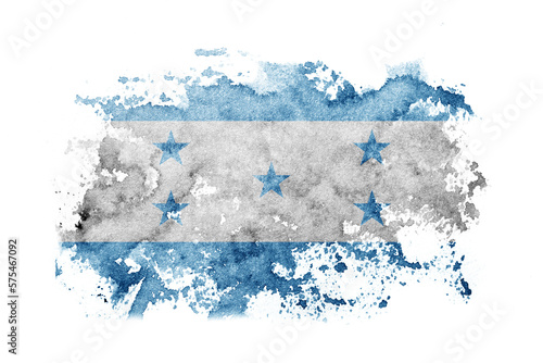 Honduras, Honduran flag background painted on white paper with watercolor.