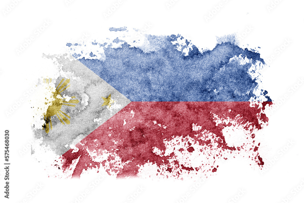 Philipines flag background painted on white paper with watercolor. Philipines flag background painted on white paper with watercolor.