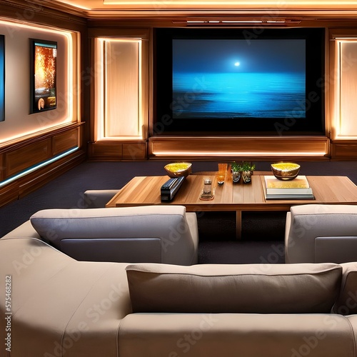 13. A home theatre with a TV, couch, and surround sound for watching movies.2, Generative AI