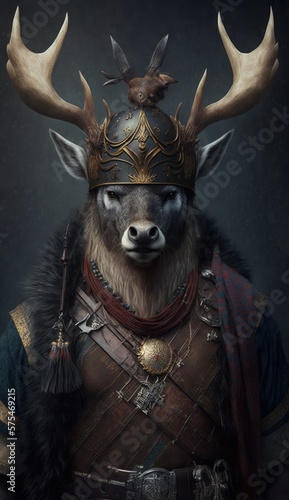 Raiding Valhalla  A Cute  Cool  and Beautiful Viking Animal Deer Warrior s Battle on a Longship with Beautiful Stylish Designer Armor and Norse Mythology  generative AI 
