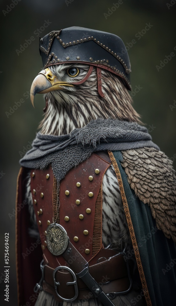 Raiding Valhalla: A Cute, Cool, and Beautiful Viking Animal Falcon Warrior's Battle on a Longship with Beautiful Stylish Designer Armor and Norse Mythology (generative AI)