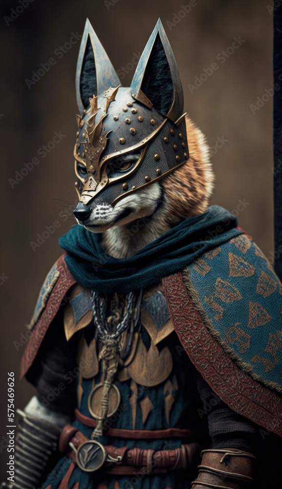 Raiding Valhalla: A Cute, Cool, and Beautiful Viking Animal Jackal Warrior's Battle on a Longship with Beautiful Stylish Designer Armor and Norse Mythology (generative AI)