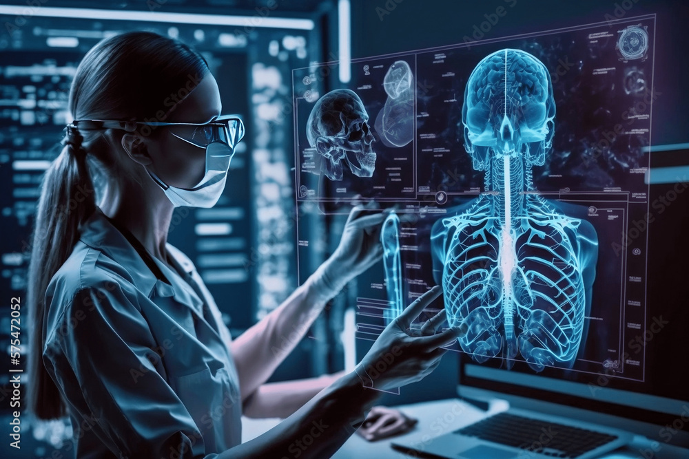 The Future of Medicine A Female Doctor Uses AI Technology to Perform