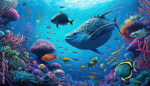 An underwater world teeming with colorful schools of fish, vibrant coral reefs, and hidden treasures waiting to be discovered, fish, coral, underwater, sea, reef, tropical, ocean, water, diving,