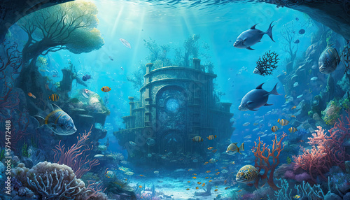 An underwater world teeming with colorful schools of fish  vibrant coral reefs  and hidden treasures waiting to be discovered  fish  coral  underwater  sea  reef  tropical  ocean  water  diving 