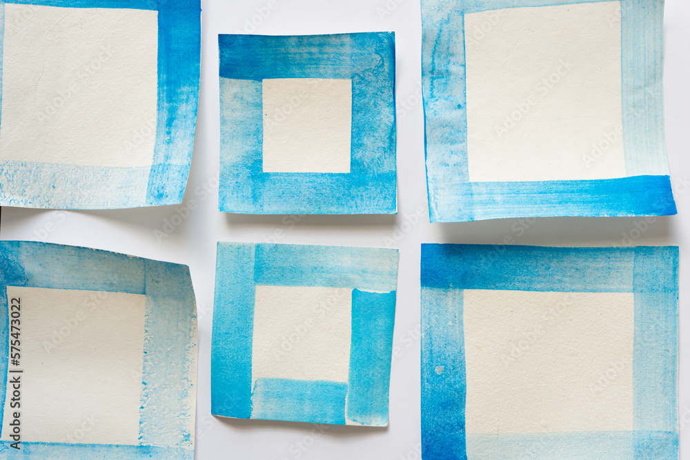 Fototapeta premium six paper frame objects on blank paper