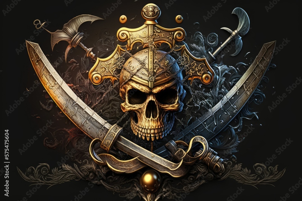 Fototapeta premium the pirate ship's weaponry,. Generative AI