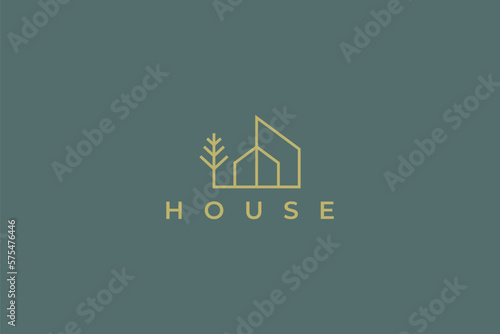 Real Estate House Minimalist Modern Nature Concept Logo Template