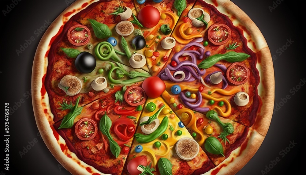 A colorful veggie pizza with a variety of fresh vegetables