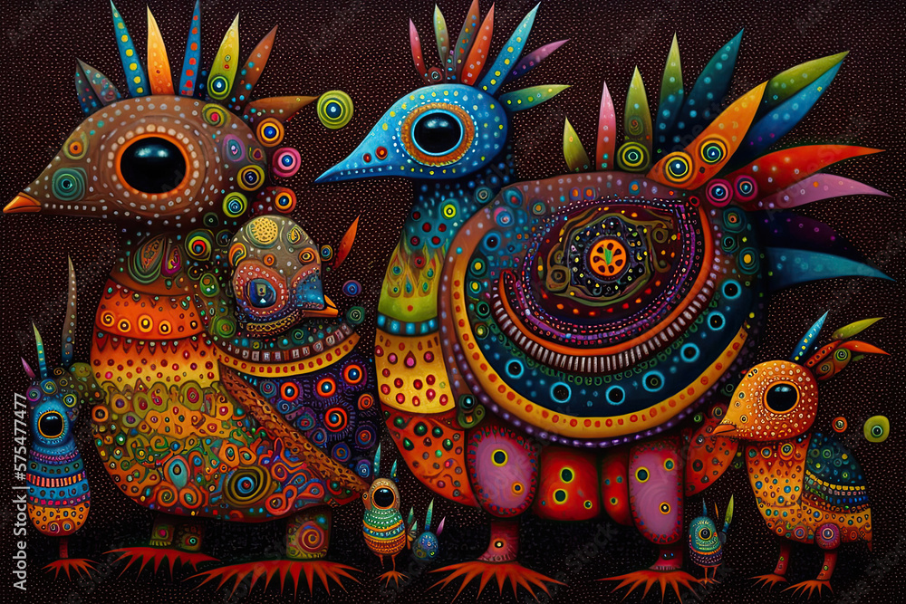 Frantastic mystic animals, mexican imaginary alebrijes illustration