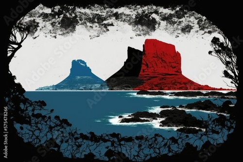 The picturesque Lord Howe Island, as seen from the south from the Malabar cliffs. Australia. Generative AI