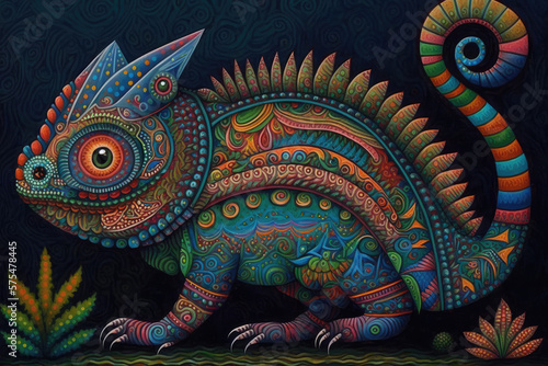 Bright illustration of mexican imaginary creature in colorful style