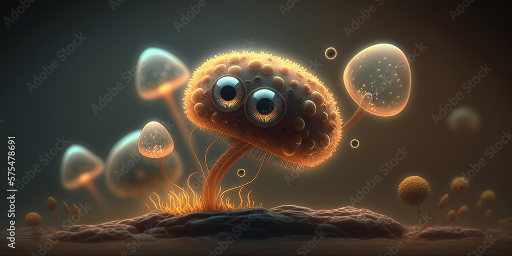 Naklejka premium Meet the Miniature Cuteness: Microorganisms Up Close