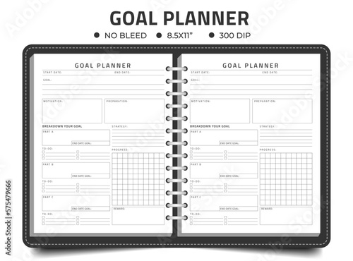 Goal planner logbook or notebook