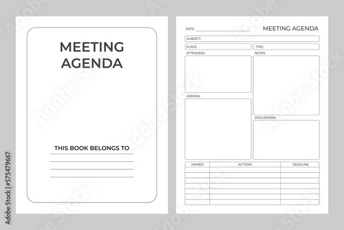 Meeting agenda log vector design template kdp interior design 