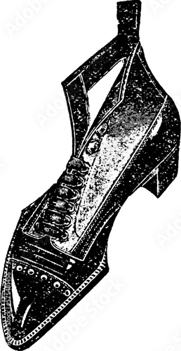 Side View Illustratied Engraving of Oxford Boot With Laces and Heel