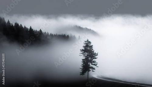 Natural background - Embrace the Magic of the Foggy Forest with This Stunning Natural Landscape - ai generated © Ruslan