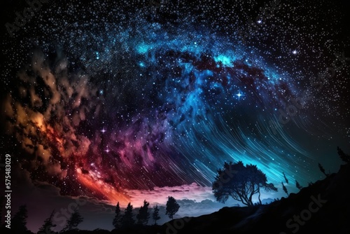 Starry Sky Photo, Stunning Digital Picture. Generative AI