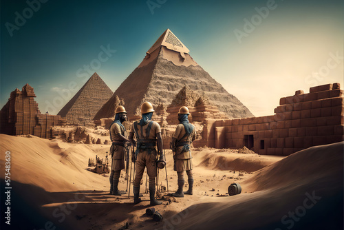 Construction of the pyramids  Egypt   Generative AI