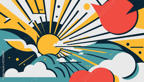 wallpaper with abstract pop art style shapes, bright colors
