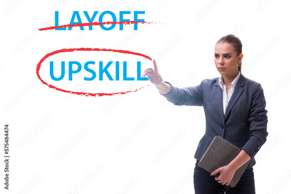 Re-skilling and upskilling in learning concept Re-skilling and upskilling in learning concept