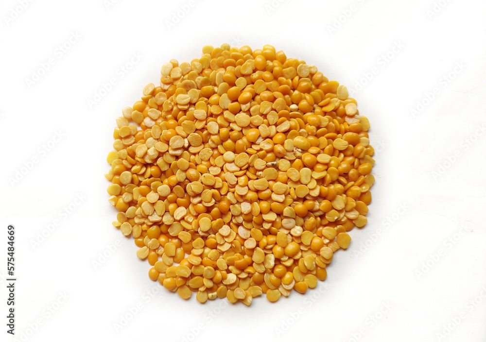 Close up of pile of pigeon pea pulse split seeds Close up of pile of pigeon pea pulse split seeds