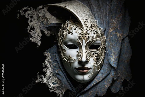 Masquerade mask from Venice. The mask of the jester. Generative AI