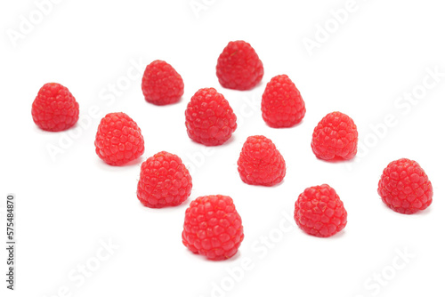 Red raspberry on white background