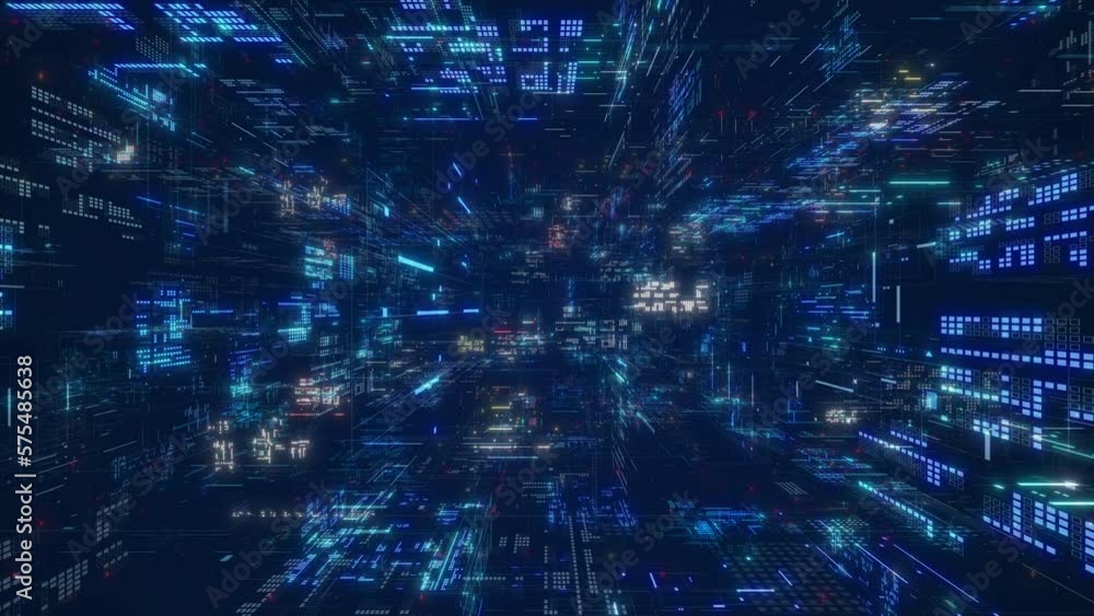 3D Big Data Digital tunnel square with futuristic matrix. 3D Big Data Digital tunnel square with futuristic matrix.