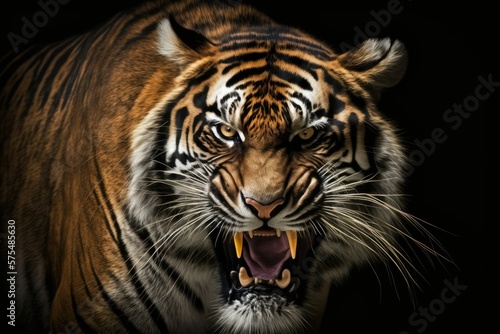 Raging ferocity of a tiger. Generative AI © 2rogan